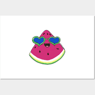 watermelon with sunglasses Posters and Art